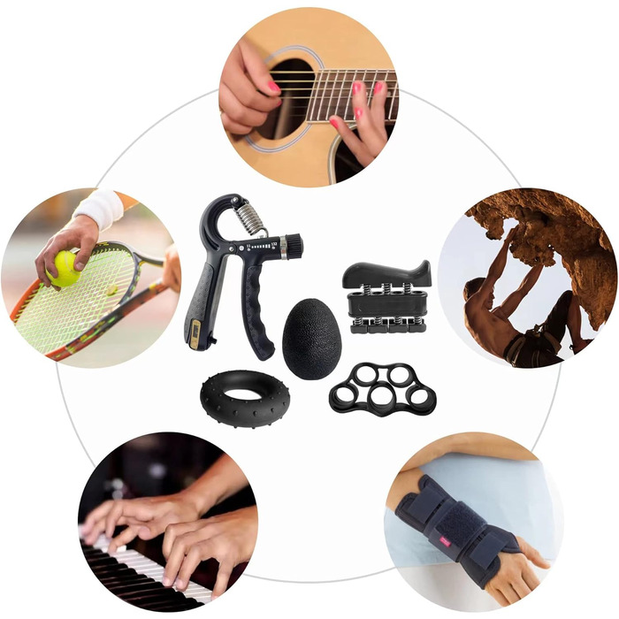 Набір для тренування сили хвата FLYFE (5 шт.) – кистевий тренажер, регенератор пальців, м'яч для розслаблення, для чоловіків та жінок, відновлення після травм