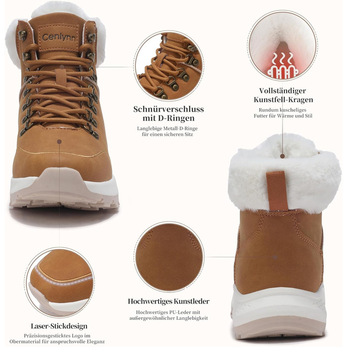 Жіночі зимові черевики: утеплені снігоступи, трекінгові черевики для хайкінгу (жовті, 38 EU)