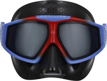 Набір для дайвінгу US.Divers Avila: маска та трубка з клапаном для дорослих, UV-захист, антифог, захист від протікань, силіконова маска, синя з червоними темними лінзами, для плавання та снорклінгу