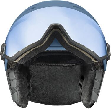Гірськолижний шолом uvex Wanted Visor для жінок і чоловіків, міцний, з візором, синій матовий, розмір 59-61 см