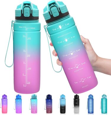 Дитяча спортивна пляшка для води Zounich 500 мл, тритан, BPA-free, для школи і велоспорту, герметична, підходить для газованої води, можна мити в посудомийній машині, смарагдово-фіолетовий градієнт