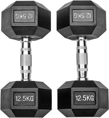 Гумові гантелі Hexagon Studio 25 кг (2x12,5 кг), чорні, для фітнесу