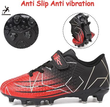 Дитячі футбольні бутси з шипами, професійні, для хлопчиків та дівчаток, чорно-червоні (36 EU)
