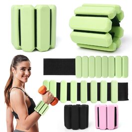 Регульовані вантажні манжети для зап'ястя (2 шт, по 0,45 кг), довговічні, портативні, для йоги, танців, пілатесу, кардіо, аеробіки, ходьби, зелені