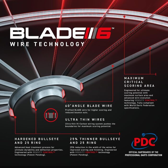 Дартборд WINMAU Blade 6 Triple Core Carbon, професійна класична мішень із сизалю