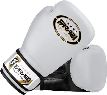 Дитячі боксерські рукавички Farabi Sports 6oz/8oz - білі для боксу, ММА, муай-тай, кікбоксингу та спарингу