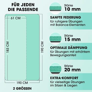 Фітнес килимок DoYourFitness: антиковзаюча поверхня, 183x61 см або XXL 190x100 см, товщина 0,8-2 см. Для занять фітнесом, йогою та гімнастикою. Підходить для дому та вулиці.