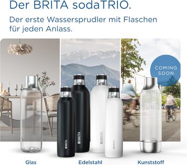 Пляшка BRITA з нержавіючої сталі 1 л чорна для газування води sodaTRIO — ізольована, подвійна стінка, преміум-якість, силіконове кільце для зручності, велика, чорна