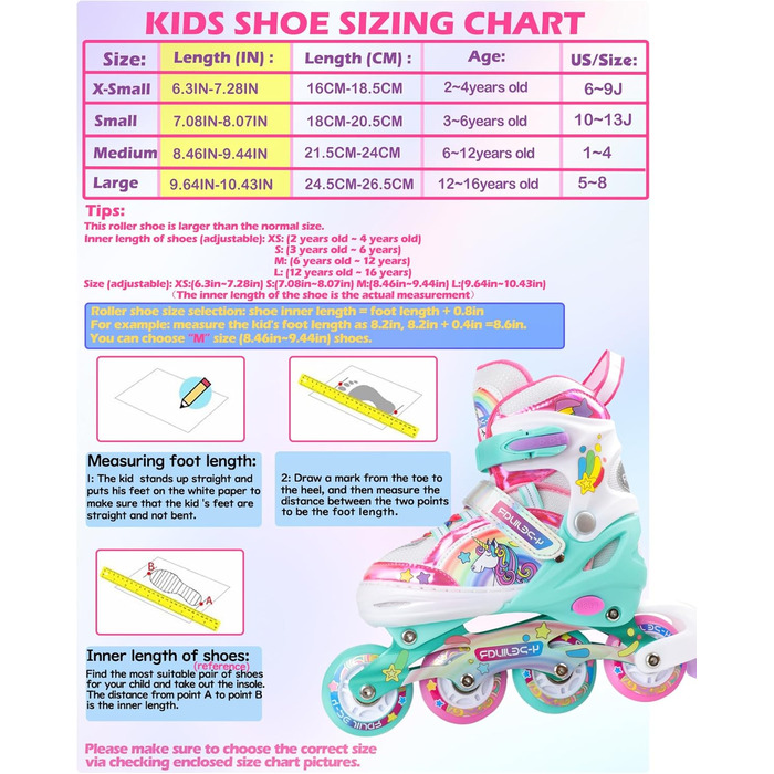 Інлайнерочки Єдиноріг для дівчаток, дитячі ролики, розмір регулюється, світлові колеса, рожево-фіолетовий колір, для початківців
