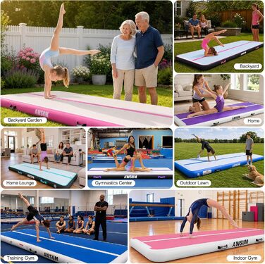 Надувний килимок для гімнастики AWSUM Air Roll (7м x 2м x 20см) фіолетово-чорний
