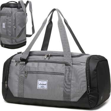 Сумка для подорожей Laripwit 40L для чоловіків і жінок, середня спортивна сумка з відділенням для взуття та вологих речей, рюкзак-дафл, армійсько-зелена (сіра)