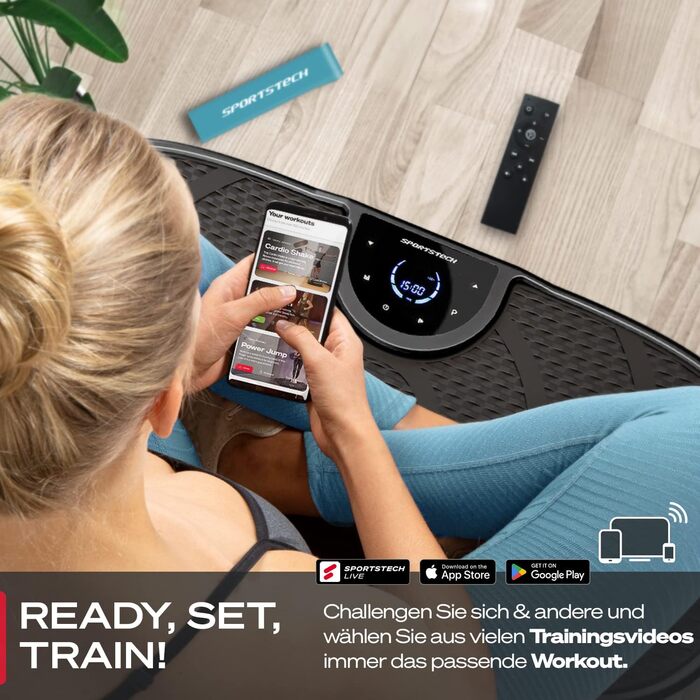 Платформа для вібраційного тренування Sportstech VP250/VP275 - для дому, тихий мотор, 180 рівнів інтенсивності, чорний колір