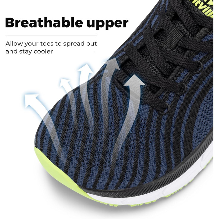 Кросівки для бігу FitVille для чоловіків, широкі (46 EU), темно-синій з чорним. Легкі, дихаючі, зручні для ходьби та джогінгу.