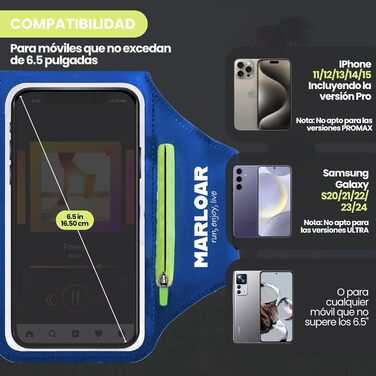 Браслет для руки MARLOAR для бігу та мобільного телефону, сумісний з iPhone (Blue)