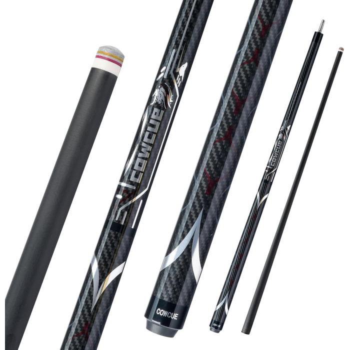 Більярдний кий CRICAL з карбону, 147,3 см, професійний, з'єднання 3/8 x 8, наконечник 12,5 мм, COWCUE-02