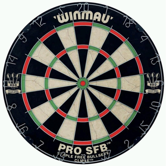 Дротиковий щит WINMAU Pro SFB, стандартний розмір, багато кольорів, борсова поверхня