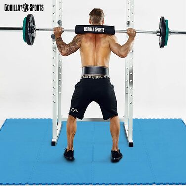 Набір захисних пазл-матів для підлоги GORILLA SPORTS, EVA піна, 60x60x1.2 см, 16 шт (5.76 м²), протиковзні килимки для фітнесу та тренувань, синій