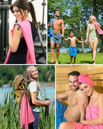 Рушник Fit-Flip з мікрофібри - компактний, швидковисихаючий, для спорту, подорожей, пляжу, сауни - 70x140 см, рожевий, 1 шт.