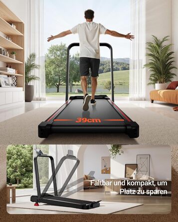 UMAY Бігова доріжка з нахилом 15%, біговий килимок для дому, складаний, з трійною амортизацією та пультом дистанційного керування, максимальне навантаження 136 кг, нахил 15%