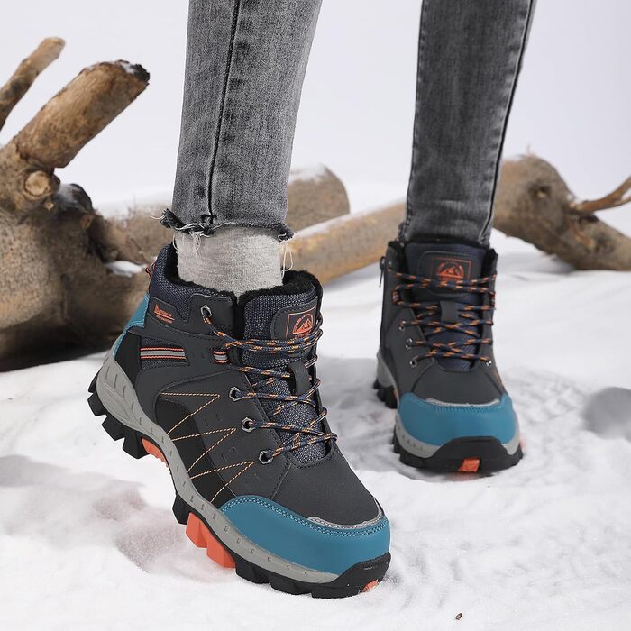 Зимові чоботи ASTERO для хлопчиків 31-38, снігоступи для дітей з шипами, унісекс туристичні чоботи, утеплені, нековзні, блакитні, 36 EU