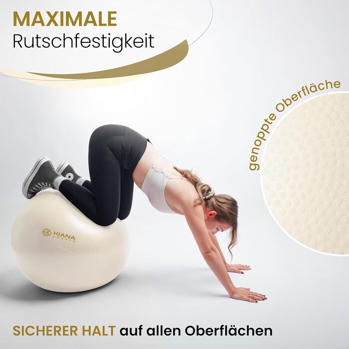 Гімнастичний м'яч KIANA SPORTS® з шипами, 4 розміри, нековзний, посилений, з насосом та планом вправ, для фітнесу та офісу