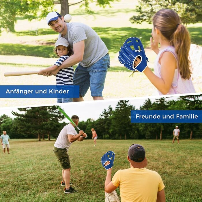 Рукавиця для бейсболу та софтболу дитяча/доросла, з м'ячем, блакитна, 12.5 дюймів