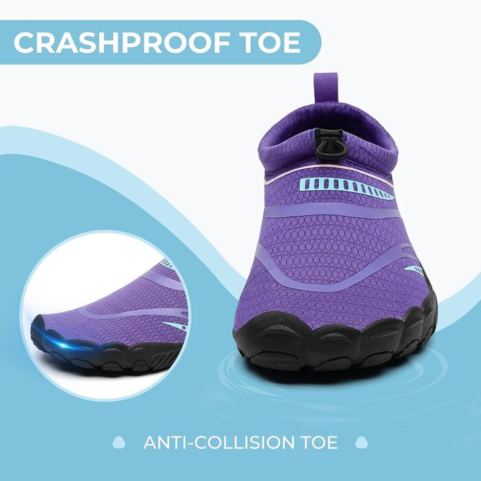 Шкарпетки-сланці для плавання Mishansha, дихаючі сітчасті аквашузи літні, швидко сохнуть, розмір 36-46, фіолетовий