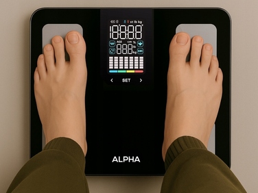 Електронні ваги для ванної Alpha — Аналітичні, з BMI та додатком українською