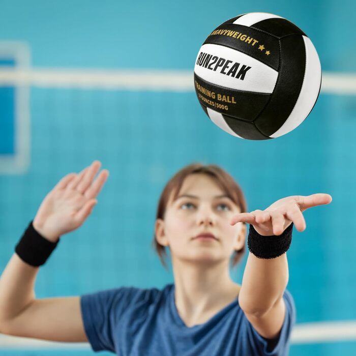 Волейбольний м'яч RUN2PEAK 0,5 кг, розмір 5, для тренувань, сеттер, чорний/білий