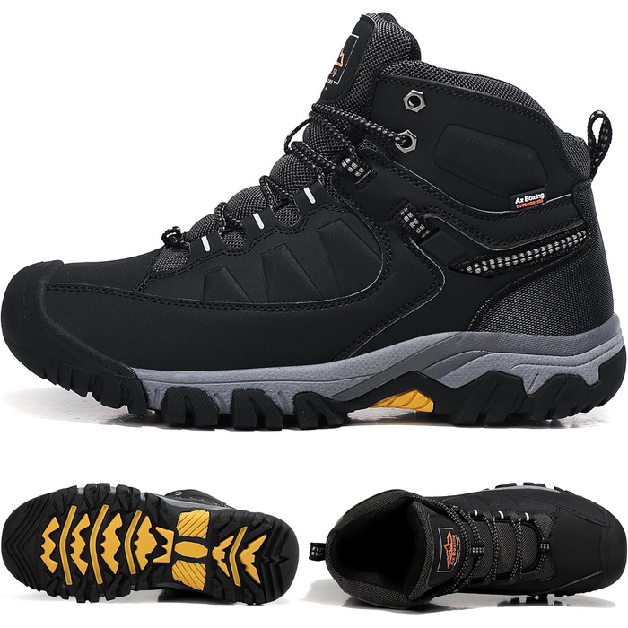Чоловічі зимові черевики AX BOXING: утеплені, для ходьби та трекінгу, розмір 41-46 EU, колір світло-чорний