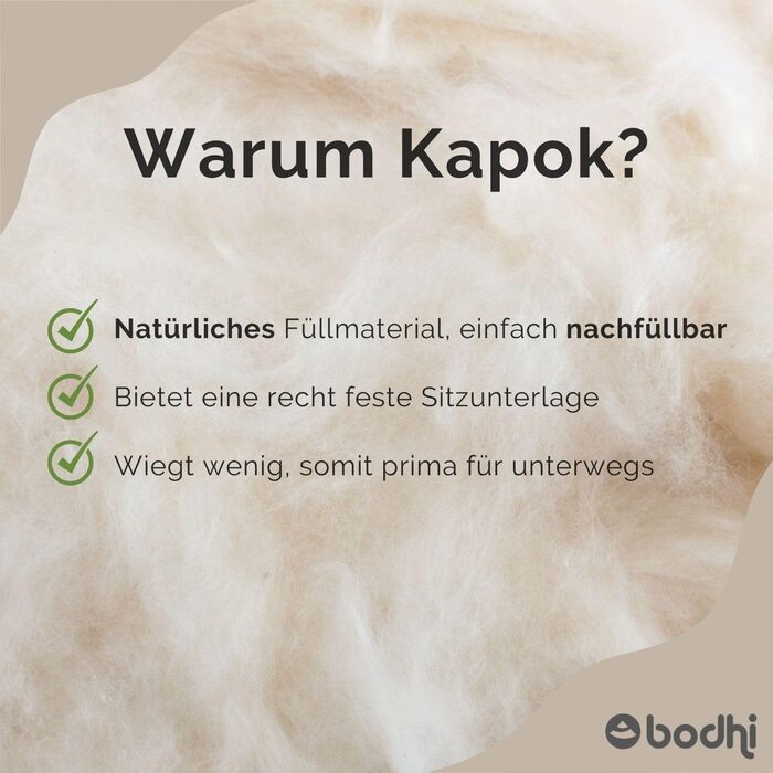 Йога-болстер Bodhi ECO, круглий, 100% біобавовна, наповнювач з органічної лузги полби, знімний чохол, для відновлювальної йоги, зелений, 65x20 см