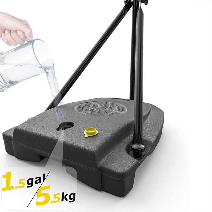 Баскетбольний кошик зі стійкою, комплект. Регульована висота 110-190 см. Ігровий набір для дітей, для гри в приміщенні та на вулиці. Чорно-жовтий колір