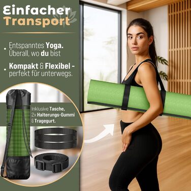 Йога мат RE:SPORT | Нековзна фітнес килимок для занять, 183 x 61 x 0,6 см