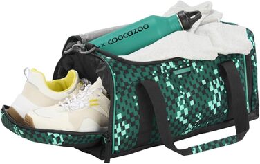 Дитяча спортивна сумка coocazoo Pixel Blox, 20 л, чорна з червоним, з основним відділенням, відсіком для вологих речей, боковою кишенею та світловідбивачами, для школи з 3 класу