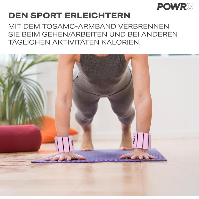 Ваги для зап'ястя PowrX для чоловіків: високоякісний силікон, нержавіюча сталь, зручні, легкі в очищенні, стійкі до поту та запаху, для фітнесу, тренувань, подорожей - Білий Рожевий