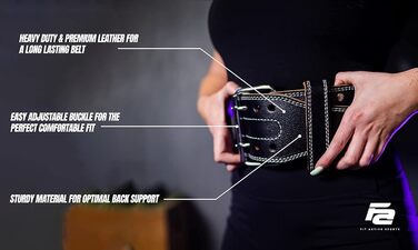 Спортивний пояс для важкої атлетики Fit Active для жінок та чоловіків, преміум-якість, шкіра, регульований, чорний, розмір M