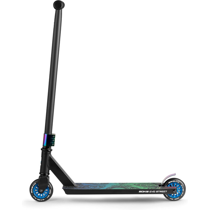 Трюковий самокат SOKE EVO Street ABEC-9, для дорослих і дітей, 50 см, 360° кермо, алюмінієва 3-болтова клема, чорний