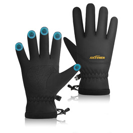 Водонепроникні зимові рукавички для чоловіків та жінок, теплі термо-рукавички для велосипеда з сенсорним екраном, з плюшевою підкладкою, вітронепроникні та неслизькі для катання на лижах, активного відпочинку, бігу та піших прогулянок, чорний колір, розмір M
