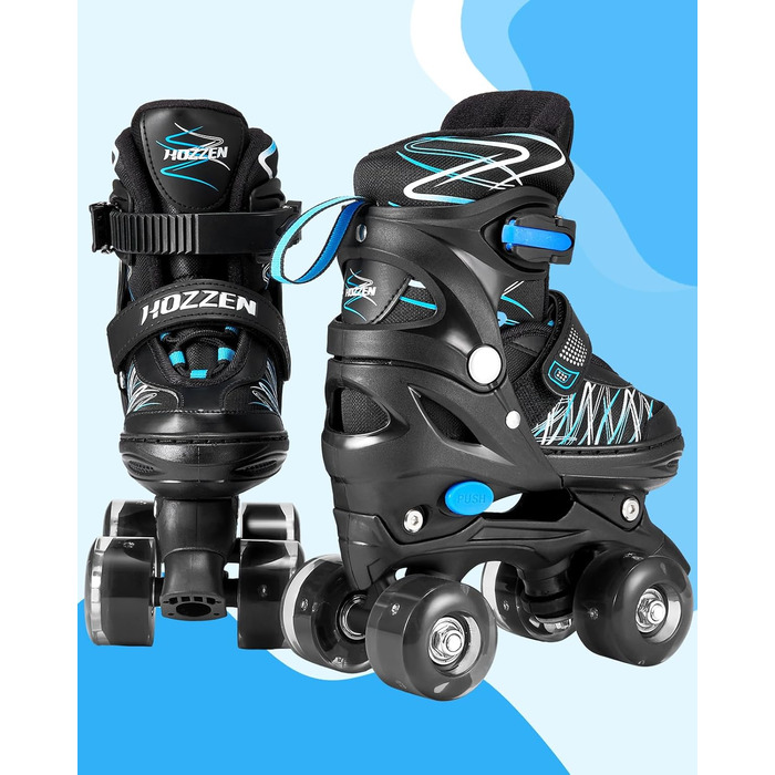 Ролики дитячі ролики для дівчаток та хлопчиків, 4 розміри, регульовані, для початківців, зручні, дихаючі, ролики для дітей, подарунок на Різдво та день народження, Roa-Violette (S, Blue-Black)