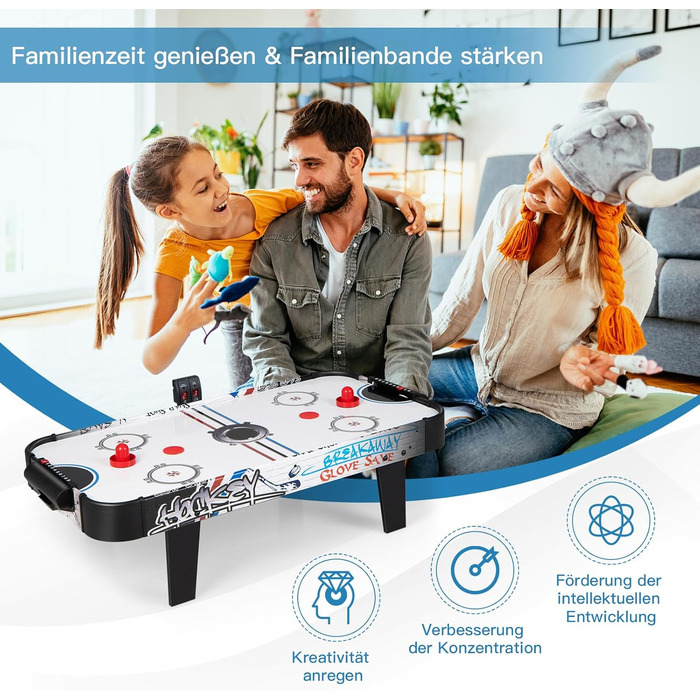 Airhockey стіл DREAMADE 42 дюйми з LED-рахунком та аксесуарами для дітей та дорослих