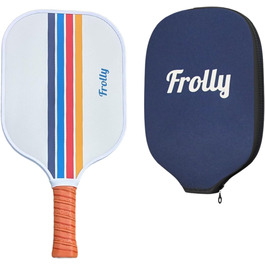 Паддл для піклболу Frolly Premium: міцне покриття з скловолокна, полімерний стержневий каркас, веганський шкіряний грифель, стандарт USAPA, для гри в приміщенні та на вулиці, з чохлом, подарунок для чоловіків
