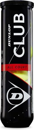 Тенісний м'яч Dunlop Club All Court – для ґрунту, хард-корту та трав'яного покриття, 4 шт.
