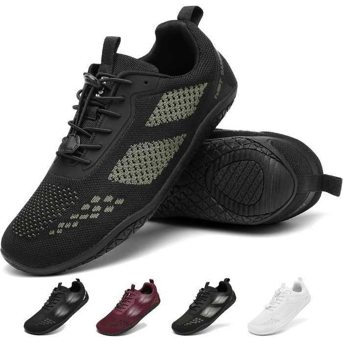 Босоніжки Geweo для жінок та чоловіків: зручні спортивні кросівки з широкою передньою частиною, легкі, для фітнесу, кросфіту, силових тренувань, без підйому, трекінгові, унісекс, 37-47 EU (Outdoor, зелений, 37 EU широкі)