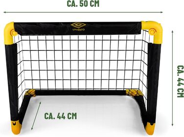 Складні футбольні ворота Umbro 50x44x44 см для дітей, комплект 2 шт., чорні/жовті, для тренувань у саду та приміщенні