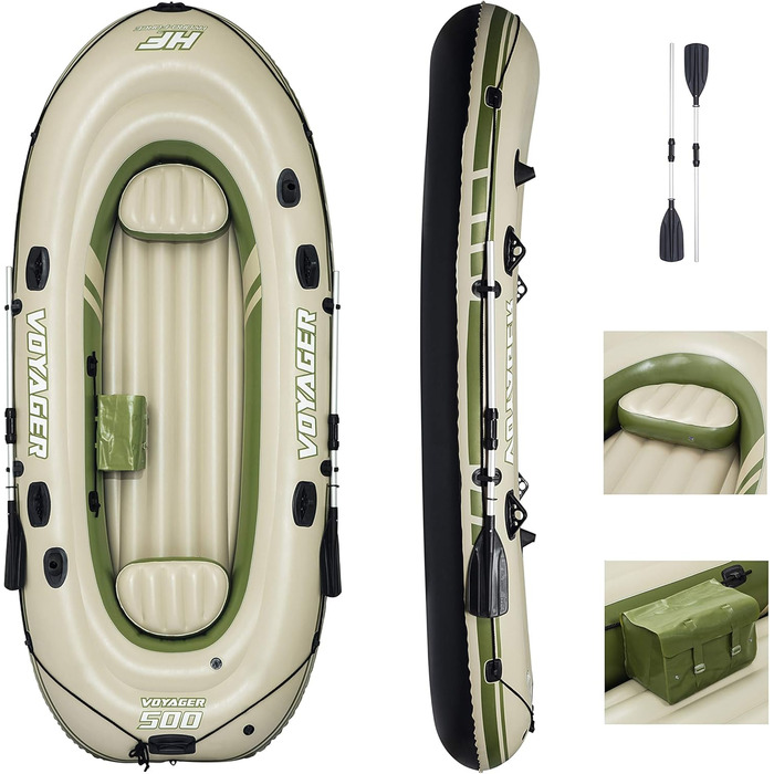 Надувний човен Bestway Hydro-Force Voyager 500 для 3 осіб, 348x141x48 см, комплект з веслами