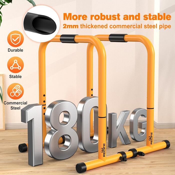 Стенд для віджимань та підтягувань RELIFE Dip Station - регульована висота, жовтий