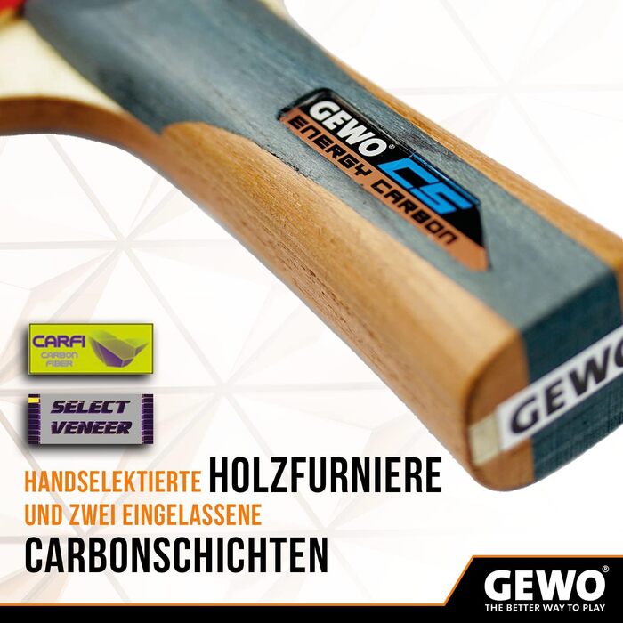 Ракетка для настільного тенісу Gewo CS Energy Carbon, конкавна ручка