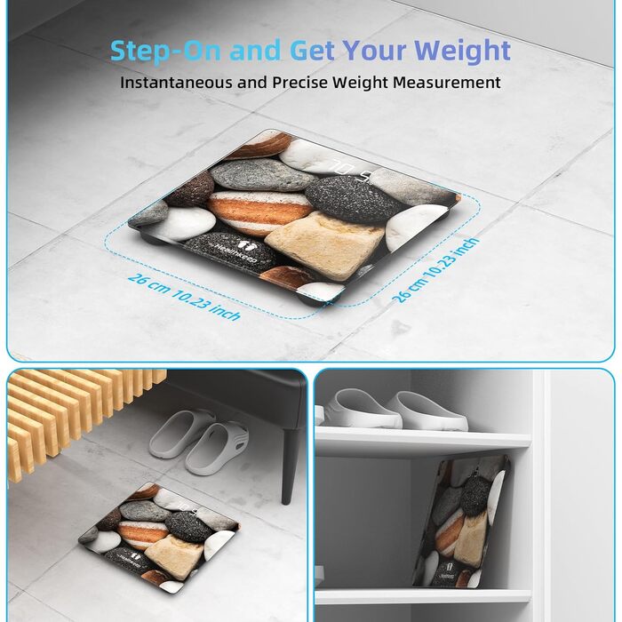 Цифрова вага Healthkeep з LED-дисплеєм, висока точність, Step-on, до 180 кг, дизайн «Кам'яна бруківка»