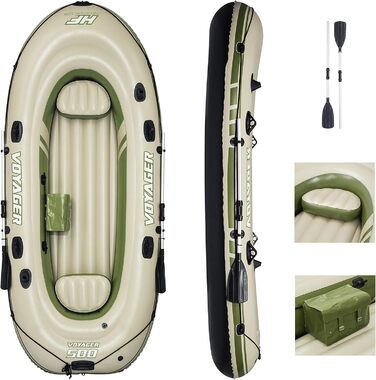 Надувний човен Bestway Hydro-Force Voyager 500 для 3 осіб, 348x141x48 см, комплект з веслами