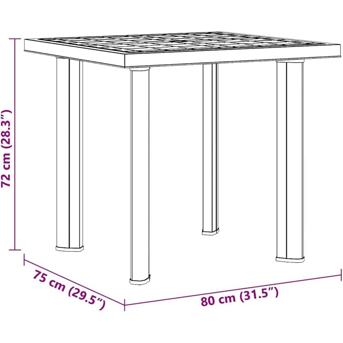 Садовий стіл vidaXL 101x68x72 см, пластик, зелений, з отвором для парасольки, для балкона та саду